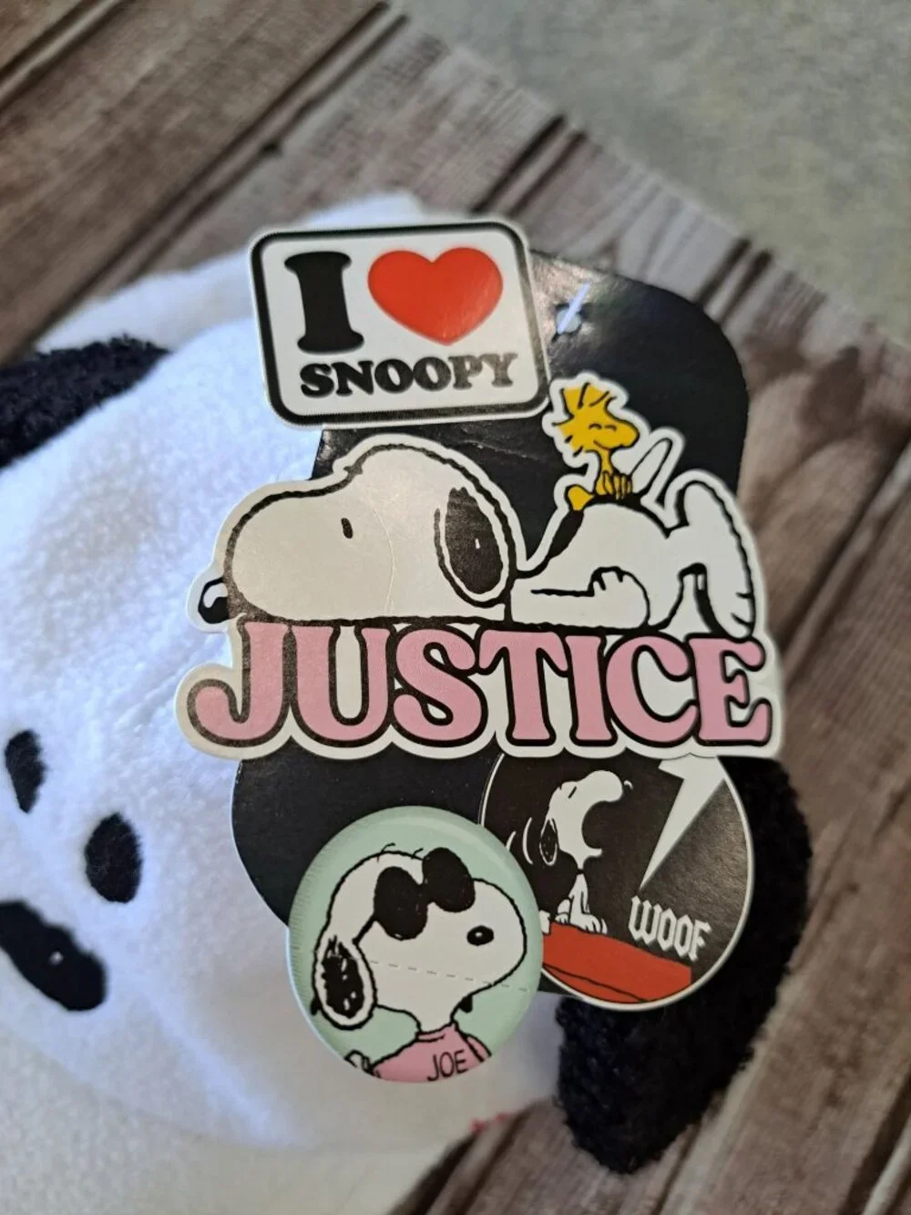 New Justice X Peanuts Snoopy Plush Baseball Hat With Fleece & 3D Ears Kids Size